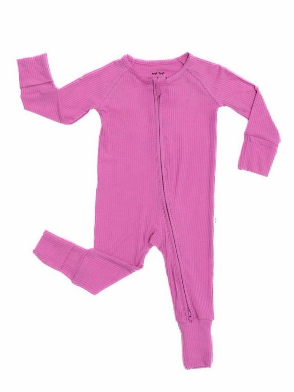 Little Sleepies Rosette Ribbed Zippy 6-12M Bamboo Convertible Footie Pajamas